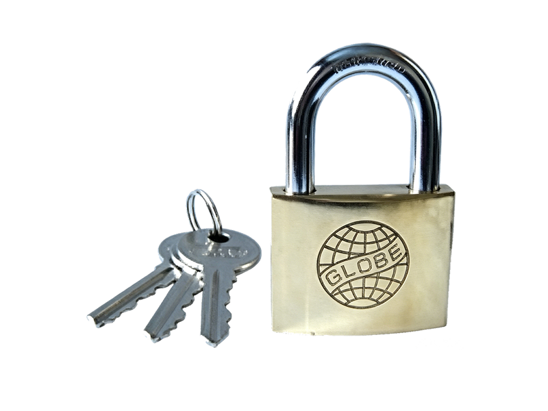 Globe Brand Polished Brass Padlock